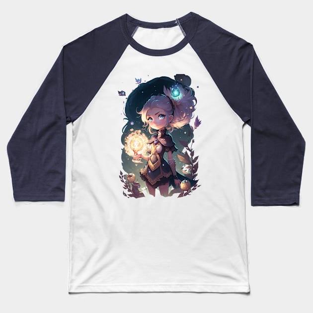 Little Cute Witch Baseball T-Shirt by Spaksu